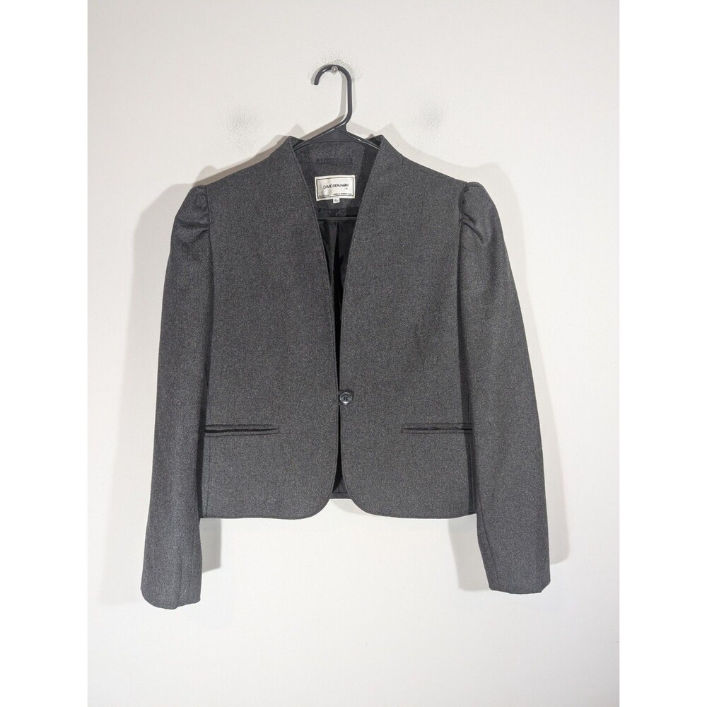 David Benjamin VGT Womens Gray Crop Blazer Jacket Sz S (13/14) Career Classic